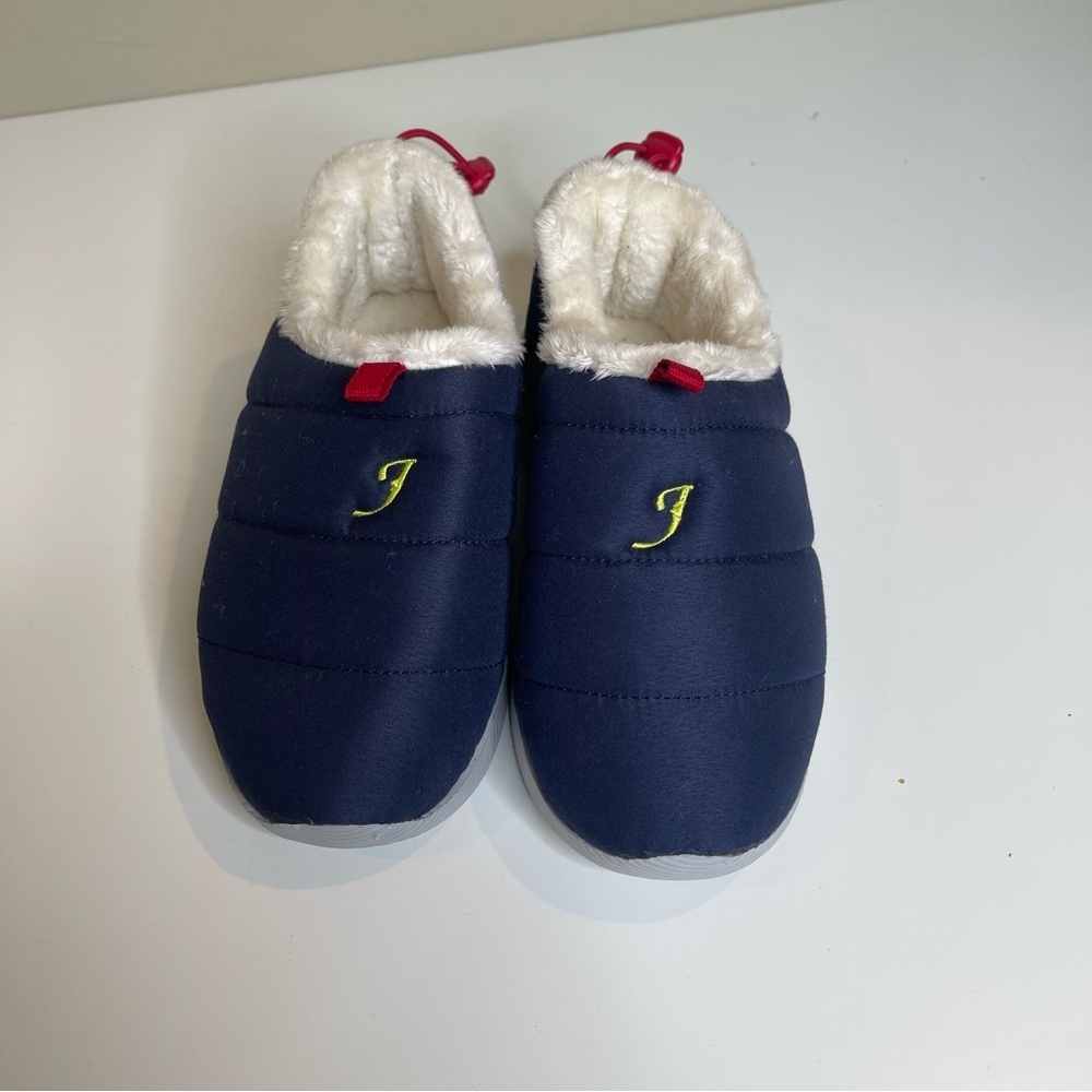 Land’s End Slippers Navy Sherpa Lining With Soles